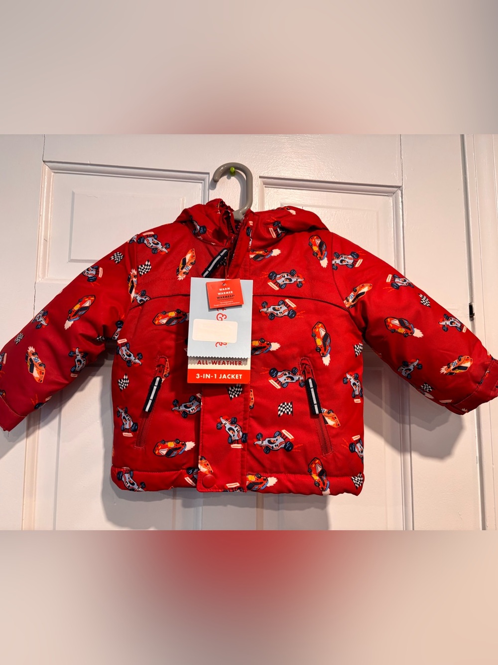 Red Kids' Race Car Puffer Jacket